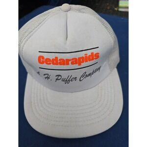 Cedarapids Hat Vintage White/gray Snapback Trucker Cap Puffer Company Mesh